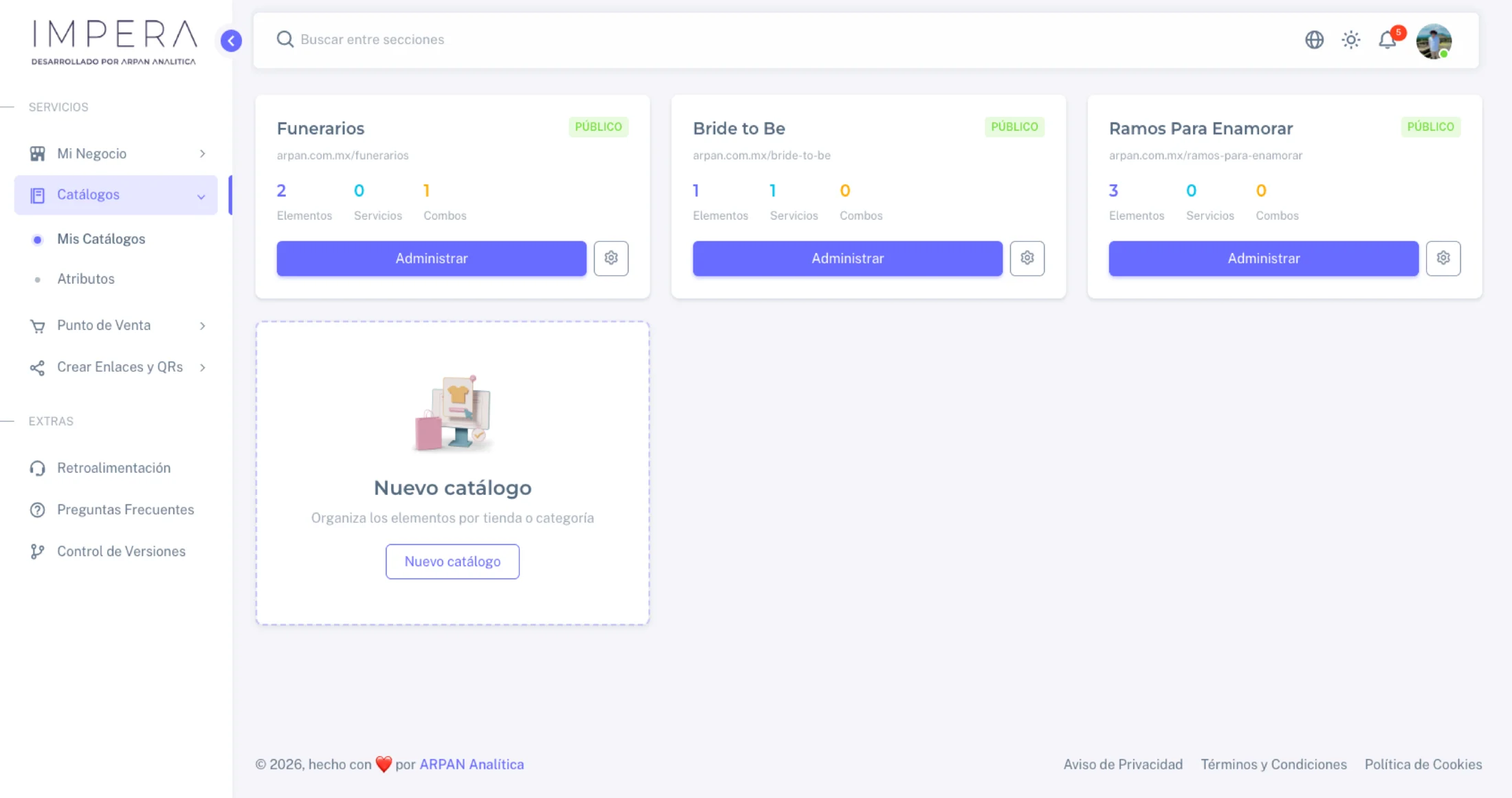 Catálogo digital de productos en Impera - Vista de tienda online