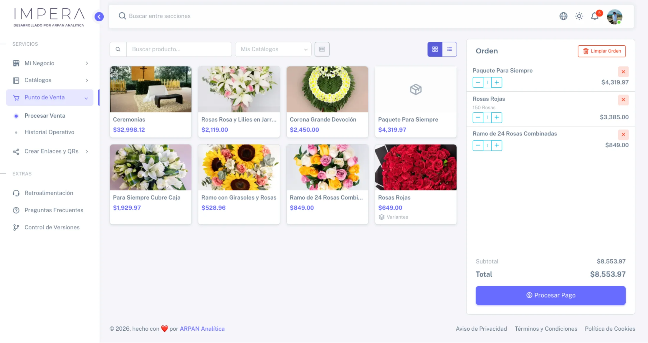 Punto de Venta Impera - Interfaz de cobro rápido para negocios